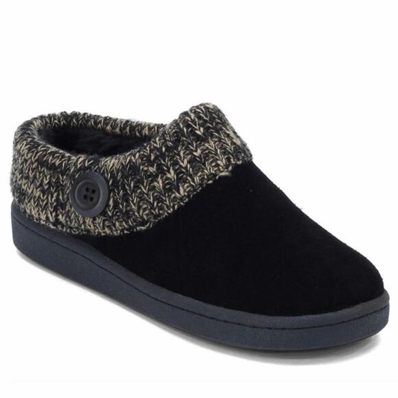 Clarks Shoes - Clarks Angelina Clog Slippers Black Suede Leather Knit Collar Womens 11